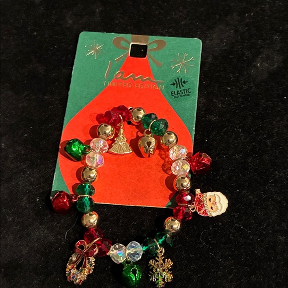 Holiday Charm Bracelet with Red, Green, and Gold Accents - Picture 1 of 5